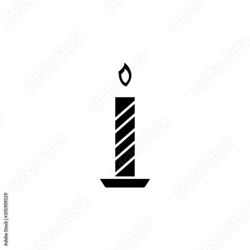 Christmas candle vector icon. filled flat sign for mobile concept and web design. Christmas candle with burning candle wick  glyph icon. Symbol, logo illustration. Vector graphics