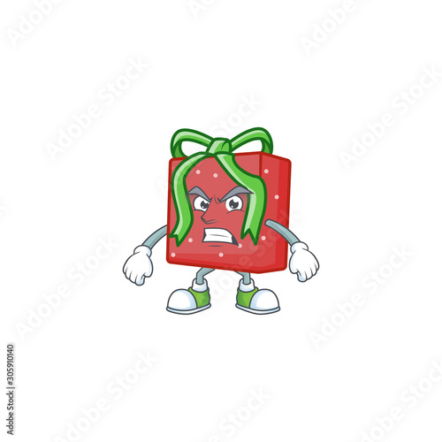 Red gift box cartoon character style with angry face