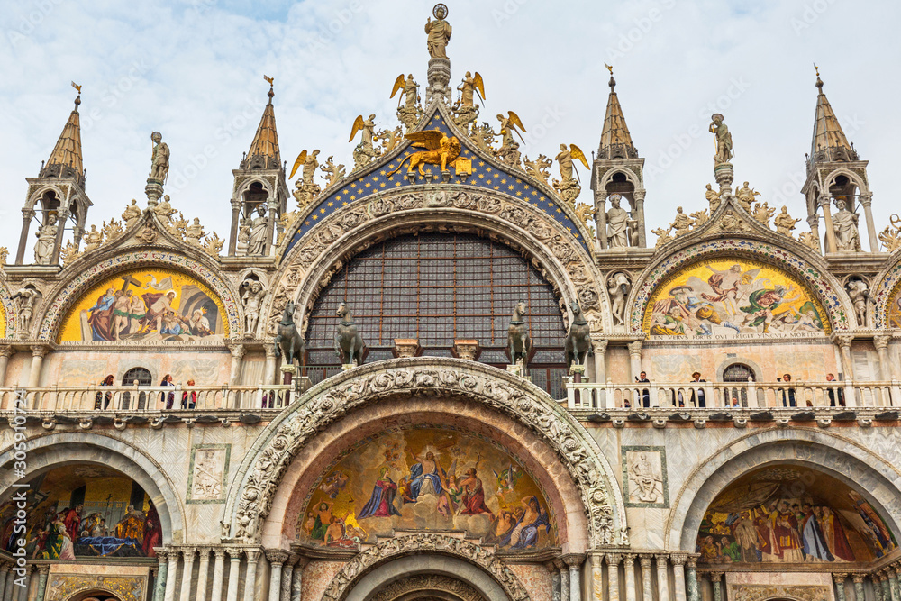 Amazing architecture of Saint Mark Basilica in Venice city, Italy