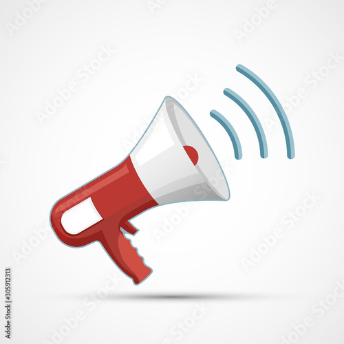 Megaphone icon isolated on a white background. Flat graphic