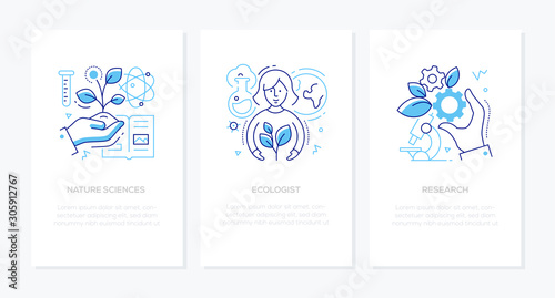 Ecology concept - line design style banners set