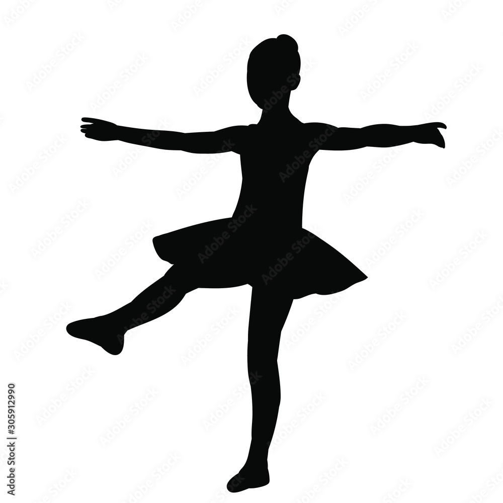 silhouette of a girl child ballerina dancing