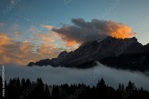 Autumn sunset in Dolomites, Alps, Italy