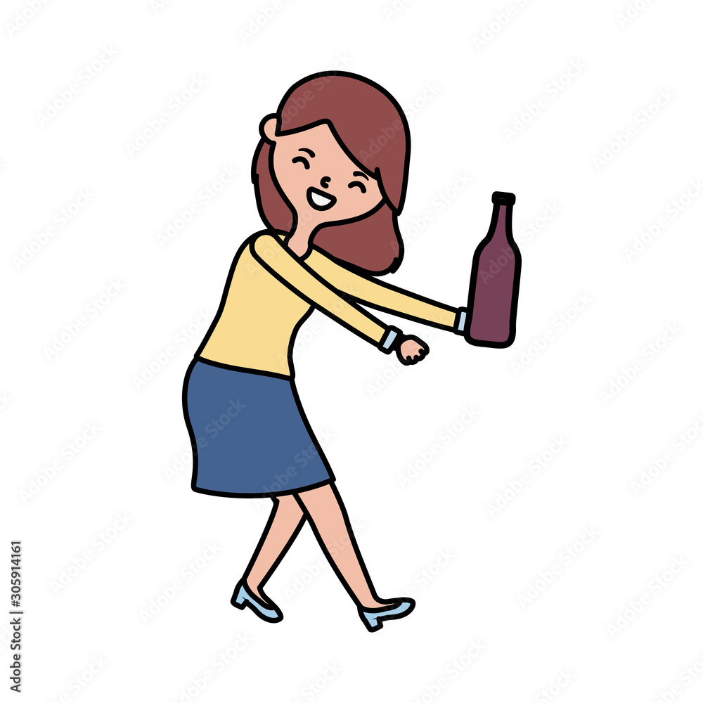 avatar woman with wine bottle vector design avatar woman with wine bottle vector design