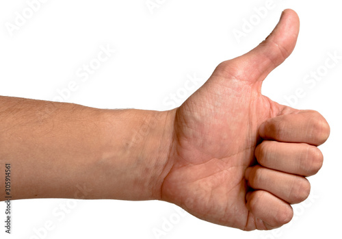 hand with thumb up isolated on white background
