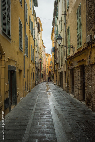 Streets of the French city of Menton on a cloudy day © nikolas