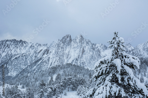 Winter in Aigüestortes and Sant Maurici National Park, Pyrenees, Spain photo
