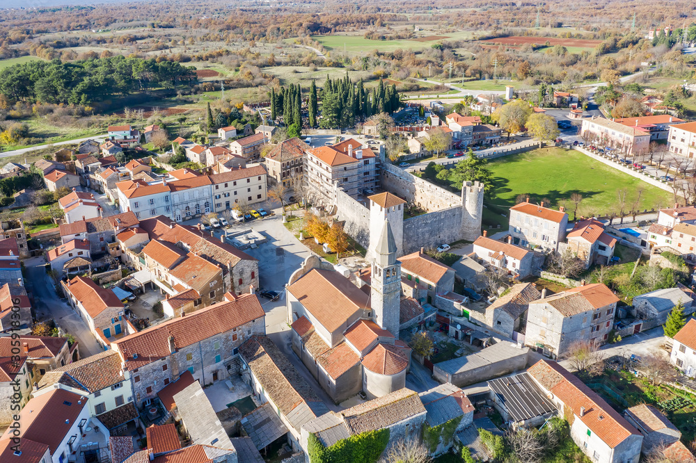 An aerial view of Svetvinčenat, Istria, Croatia