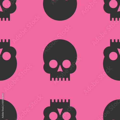 Skulls seamless pattern. Vector flat design illustration.