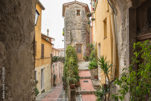 Streets of the French city of Menton on a cloudy day © nikolas