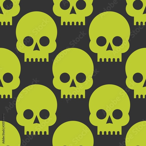 Skulls seamless pattern. Vector flat design illustration.