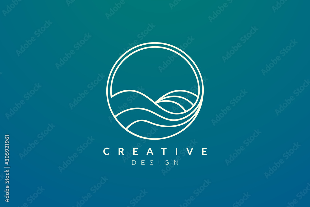 Ocean waves in a circle. Minimalistic and simple vector design. Ocean waves in a circle. Minimalistic and simple vector design.