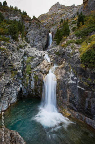 Lalarri waterfalls in Ordesa and Monte Perdido National Park, Spain