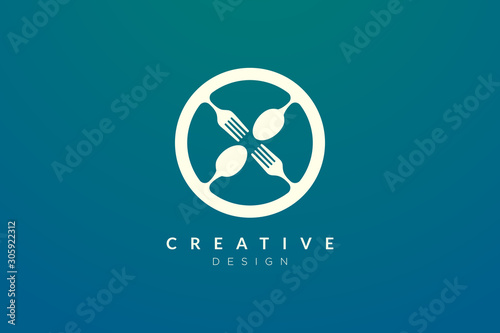 The circle design is combined with a spoon and fork. Illustration of minimalist and elegant logo and icon vector. suitable for restaurant or food business