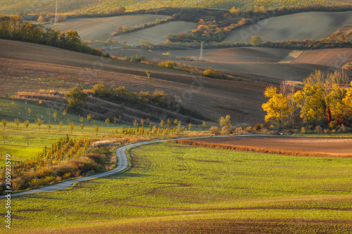 Autumn in Moravia Fields in Czech Republic near Brno with beautifull colors