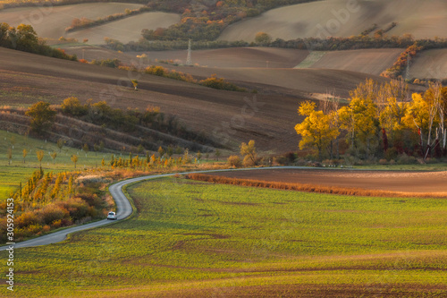 Autumn in Moravia Fields in Czech Republic near Brno with beautifull colors