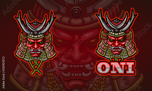 Oni mascot esport logo design. 
