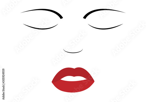 Rostro de una mujer con labios rojos.