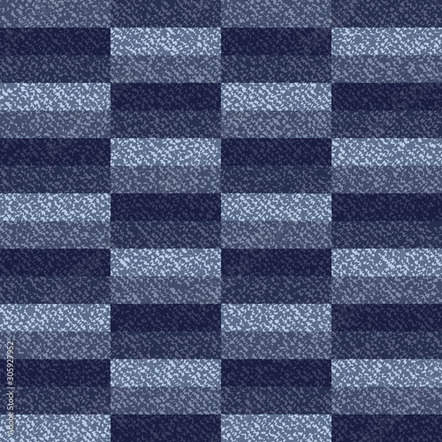 Vector Jeans Background with Brick Tiles. Rectangles Denim Seamless Pattern. Blue Jeans Cloth. Men's Fashion Fabric