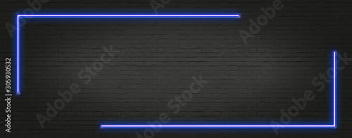 Beautifully arranged black brick wall background, Neon light