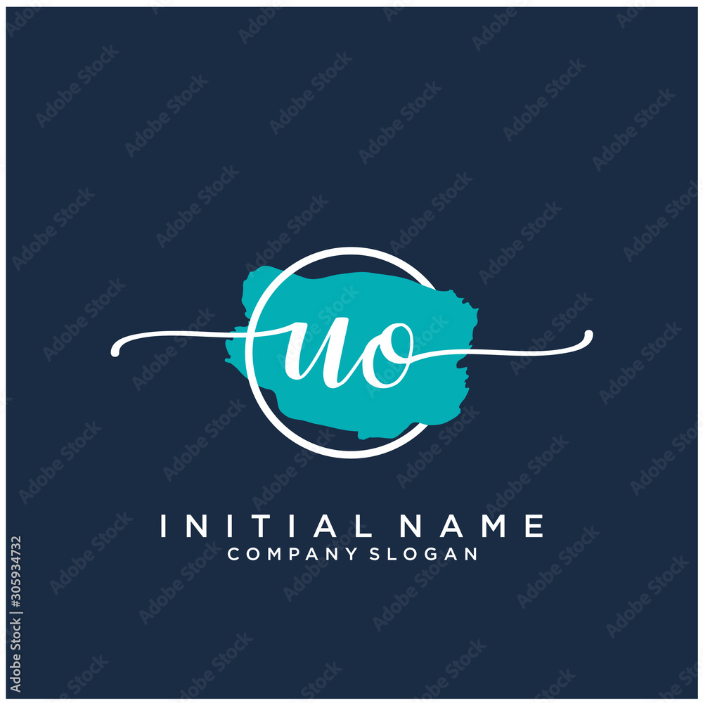 UO Initial handwriting logo design with brush circle. Logo for fashion,photography, wedding, beauty, business UO Initial handwriting logo design with brush circle. Logo for fashion,photography, wedding, beauty, business