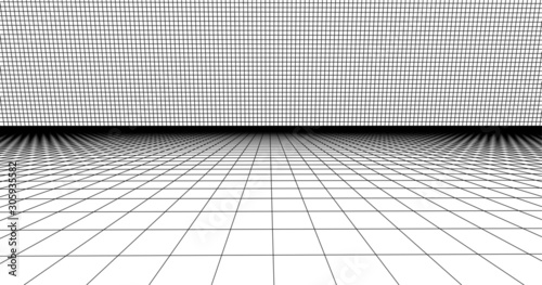 Perspective grid line. Detailed lines on white background, Vector 3D