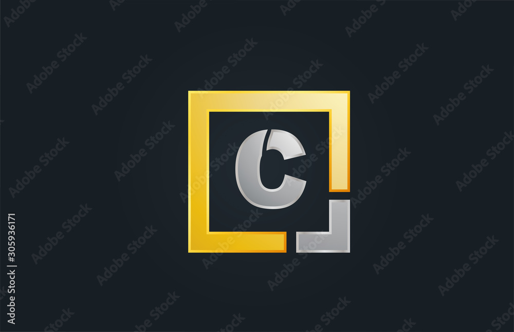 gold silver metal letter C alphabet logo design icon for business gold silver metal letter C alphabet logo design icon for business