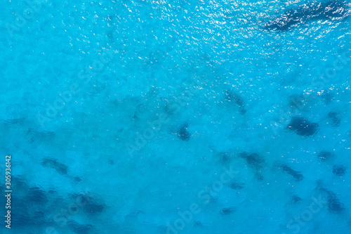 Aerial view calm sea, turquoise water texture.