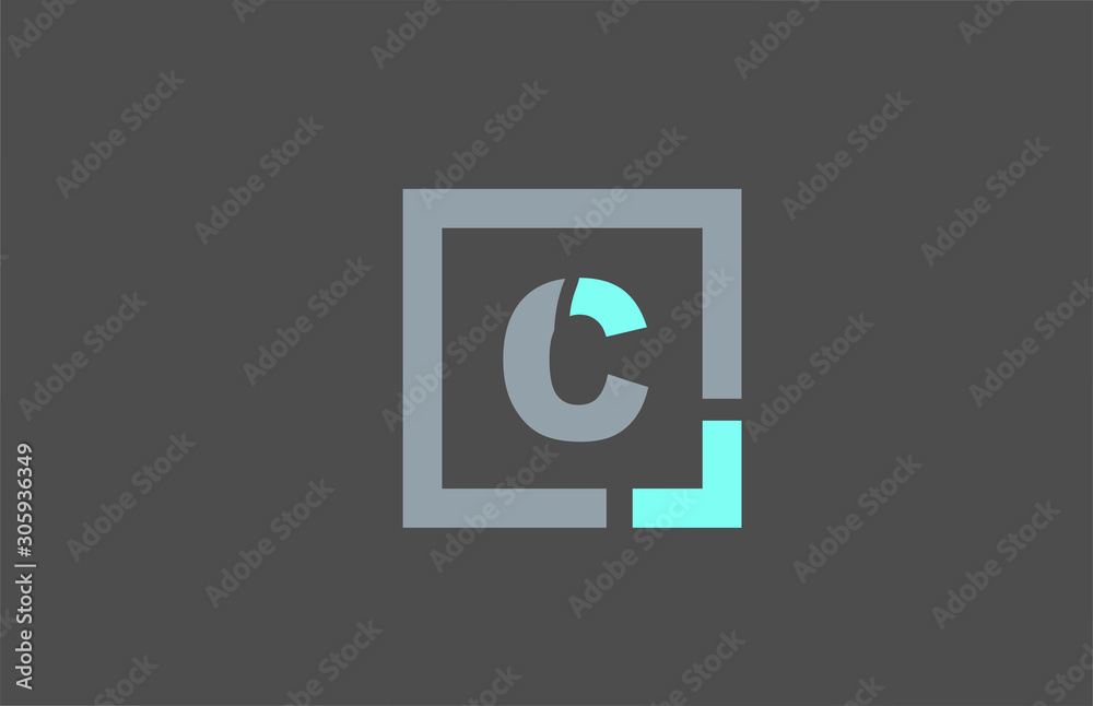 grey letter C alphabet logo design icon for business