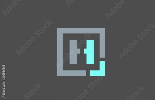 grey letter H alphabet logo design icon for business photo