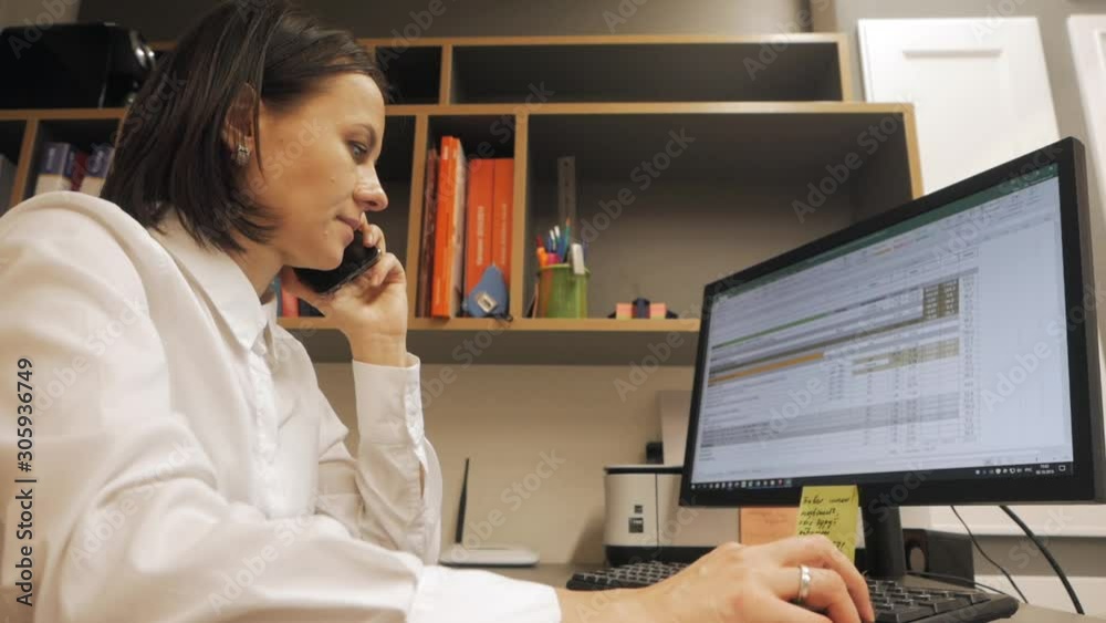 Female entrepreneur working at the computer Female entrepreneur working at the computer