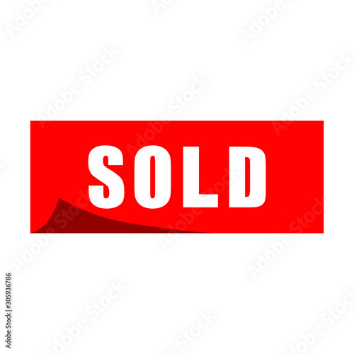 sold square sticker. sold sign. sold banner