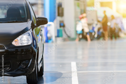 Wallpaper Mural Black cars parked in the parking lot in the service station. Torontodigital.ca