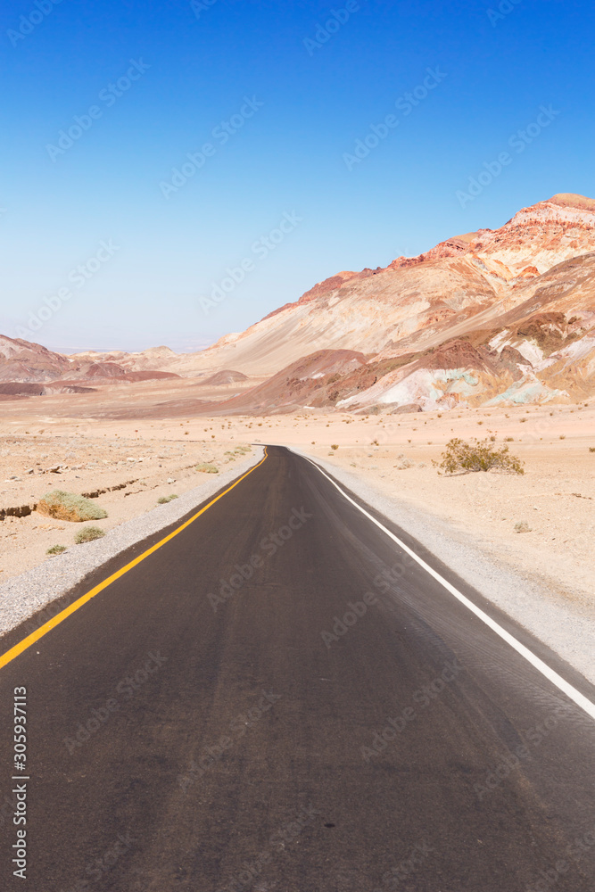 Road through the desert of Death Valley National Park