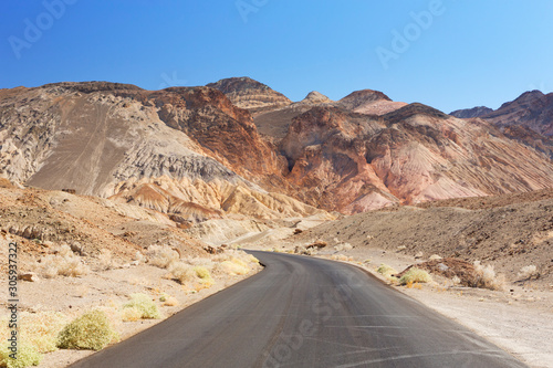 Road through the desert of Death Valley National Park