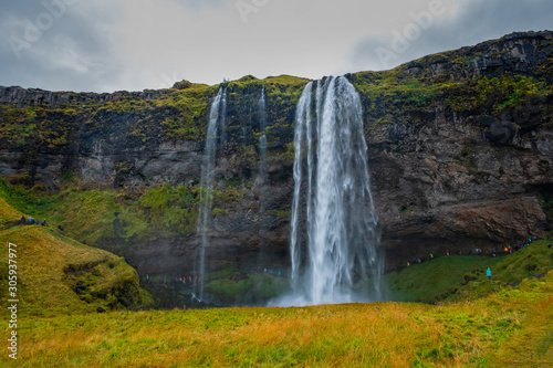 Wonderful landscape from Seljalandsfoss Waterfall in Iceland. September 2019