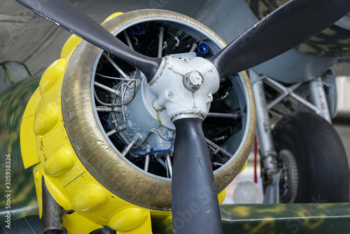 Close-up on radial engine