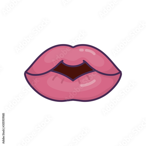 female lips mouth icon on white background