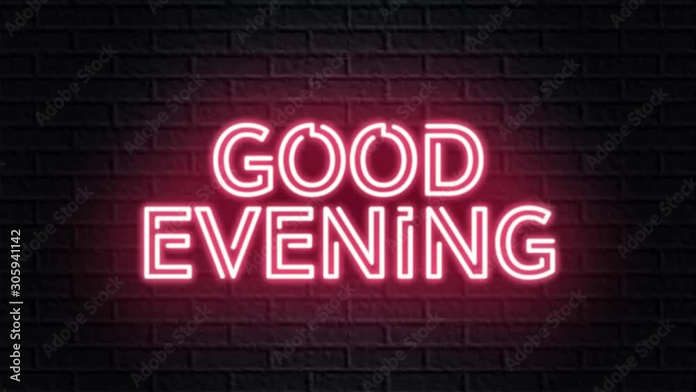 red neon video animation good evening