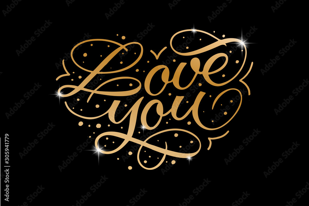 I Love You - decorative vector lettering for postcards and posters I Love You - decorative vector lettering for postcards and posters