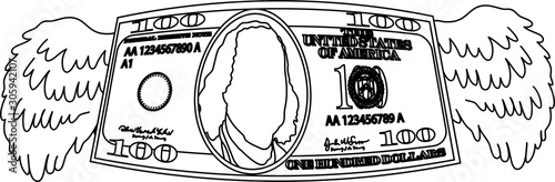 Feathered Deformed 100 dollors note outline