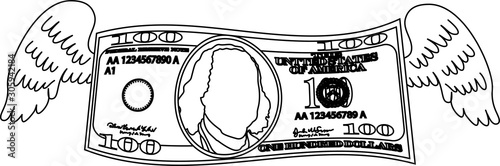 Feathered Deformed 100 dollors note outline