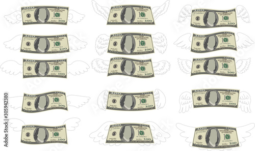 Feathered Deformed 100 dollors note set