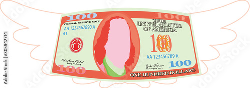 Colorful Feathered Deformed 100 dollors note