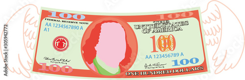 Colorful Feathered Deformed 100 dollors note