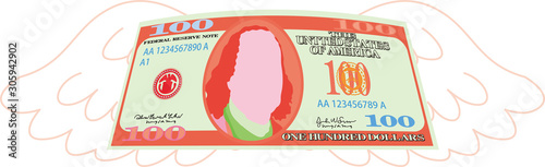 Colorful Feathered Deformed 100 dollors note