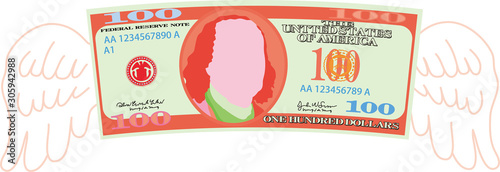 Colorful Feathered Deformed 100 dollors note