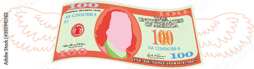 Colorful Feathered Deformed 100 dollors note