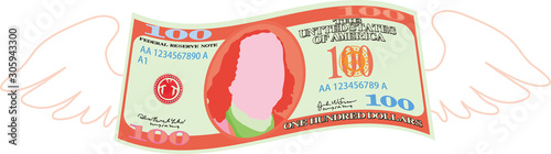 Colorful Feathered Deformed 100 dollors note