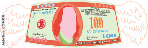 Colorful Feathered Deformed 100 dollors note